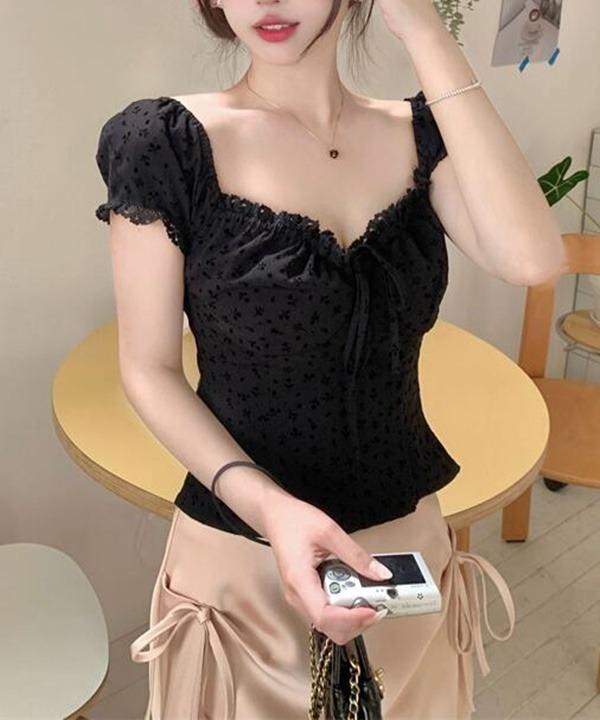 일루아 [당일출고💙]오느 레이스넥 스퀘어넥 오프숄더 블라우스