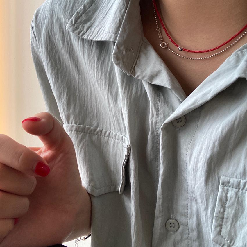 심플비즈목걸이(3col) 실버925 레이어드 실목걸이 끈목걸이 여름악세사리