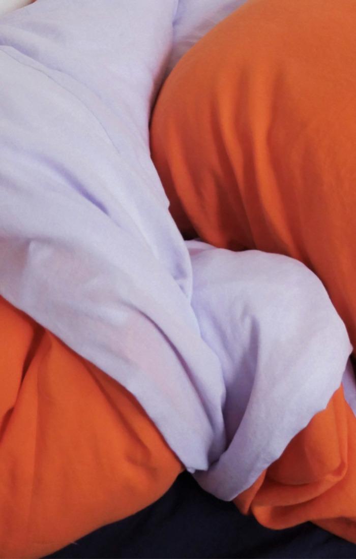4 Seasons linen bedding - orange & lavender