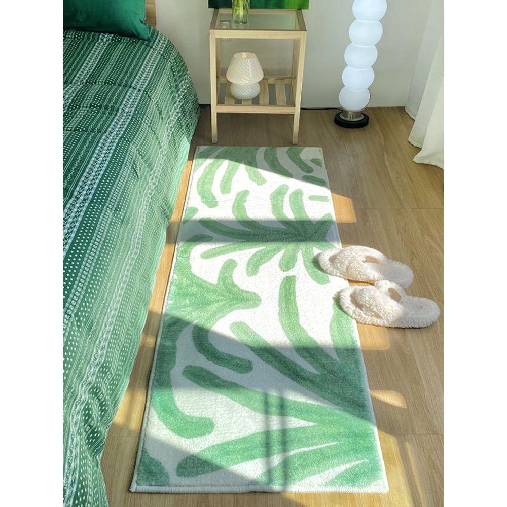 오이오 직사각형 러그 나뭇잎 일러스트 카펫 침실 인테리어 소품 카페트