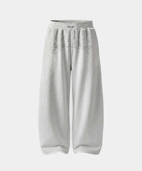 다크 클래식 라인스톤 조거 - 화이트