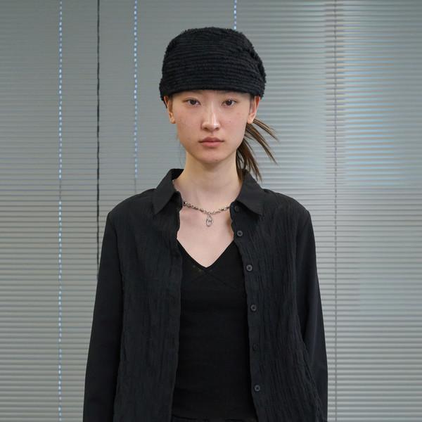 Crease Cropped Shirt (Black)