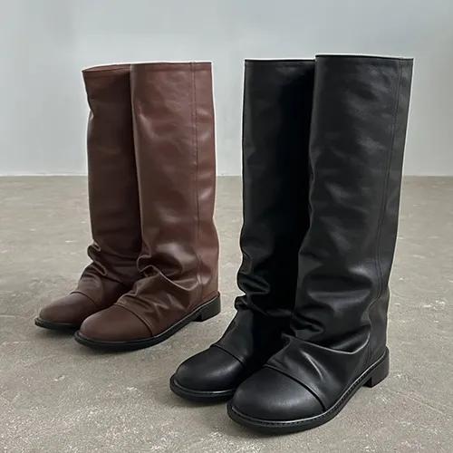 보보앤코 신상 폴딩 미들굽 둥근코 통넓은 워머 롱부츠 (3color)