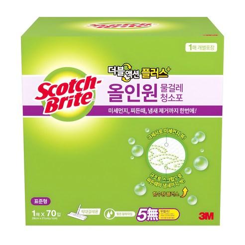 스카치브라이트 올인원 더블액션 물걸레 청소포 플러스, 28 x 21 cm, 1개