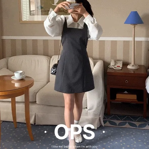 [격식룩추천💝]오브제 뷔스티에 미니원피스(3color) [봄 스퀘어 스트랩 단추 버튼 무지 나시 민소매 레이온 스판 허리잘록 A라인 치마 핀턱 벚꽃 하객룩 생일룩 출근룩 페미닌 데이트룩]