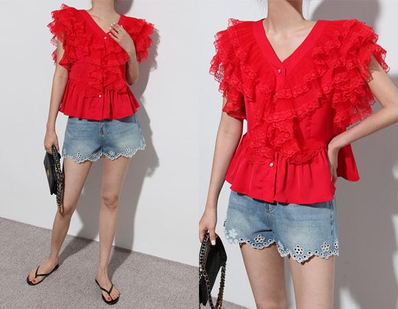 몰리 프릴 블라우스