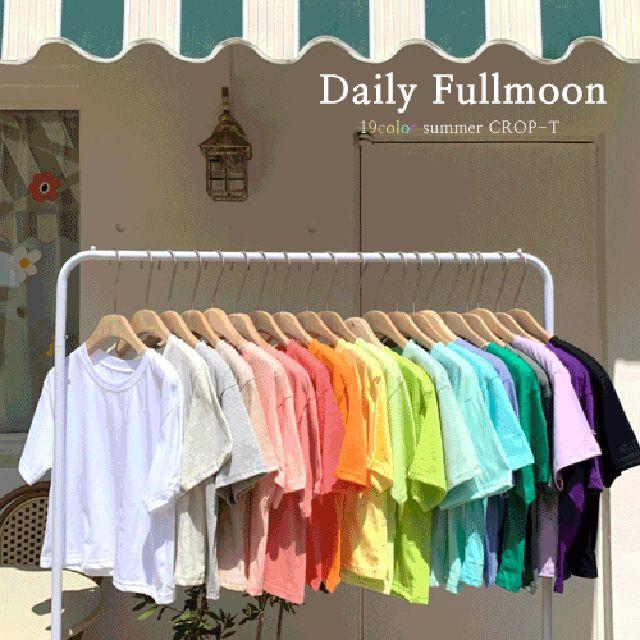 [1+1할인] 국내제작 면100% 30수 데일리 세미 크롭 반팔 티셔츠 19 color