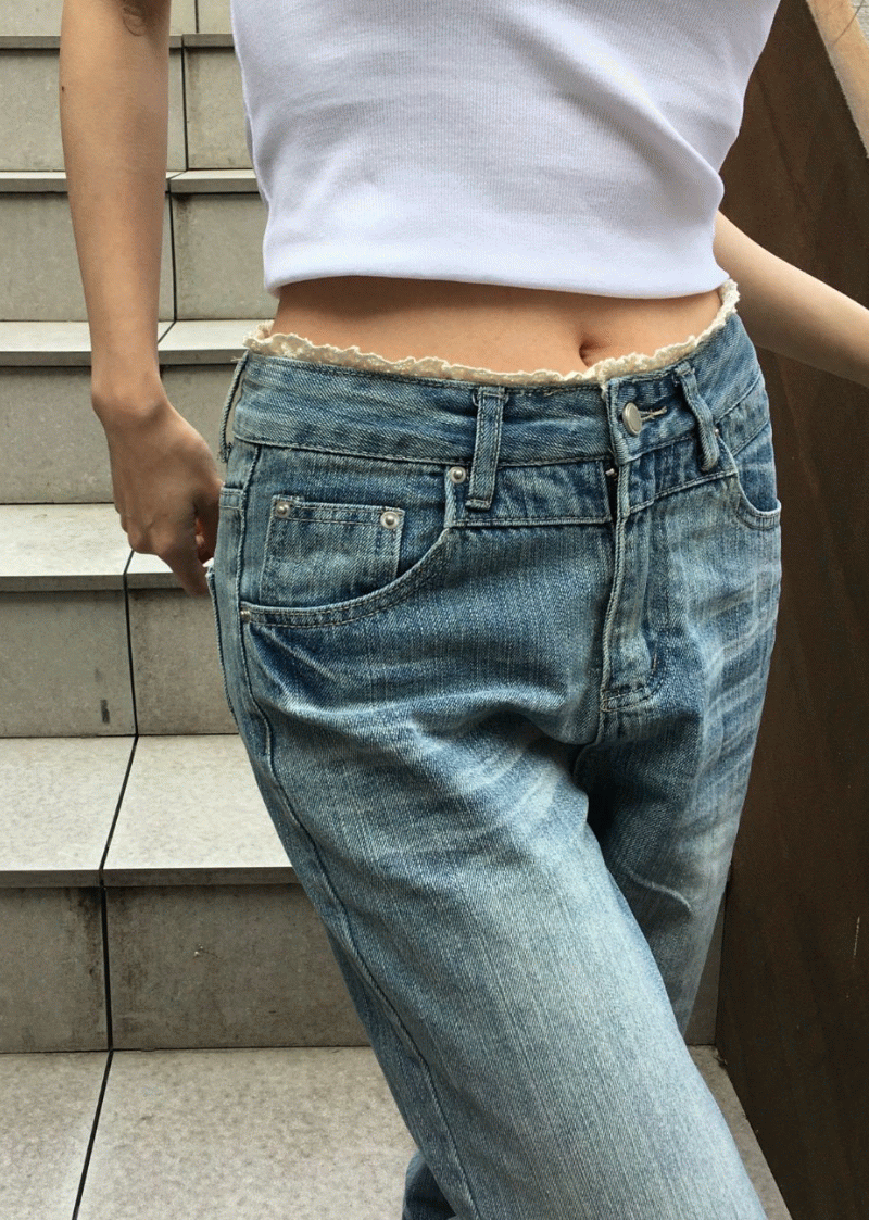 로브씨엘 [ MD PICK ! ] 레이스뮤어 세미 부츠컷 데님 PT