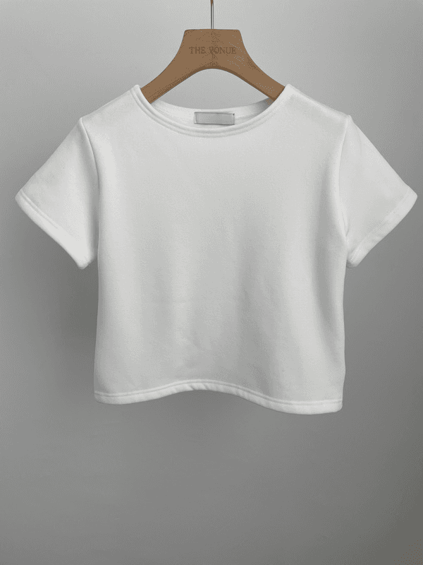 워밍 융기모 크롭 반팔 티셔츠 3color
