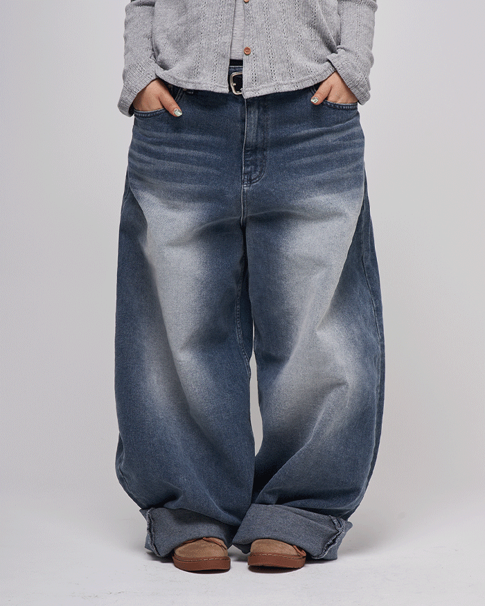 페스토 [25-36] 메트 빅사이즈 데님 오버사이즈 팬츠