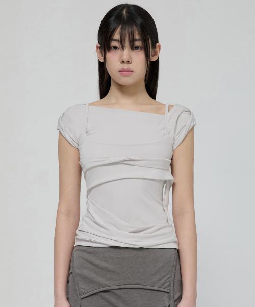 Layered Bustier T-Shirt (FL-108_Cloud White)