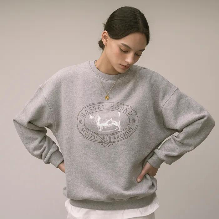 SITP5141 루즈핏 아트웍 맨투맨_Melange gray