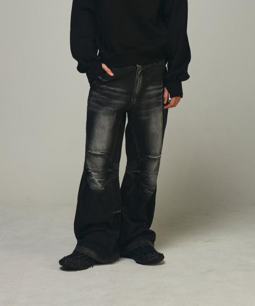 Double Yoke Biker Washing Denim Pants
