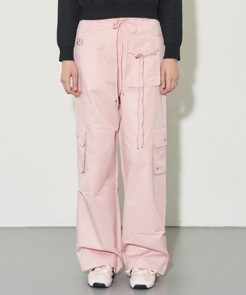스트링 카고 밴딩 팬츠 핑크