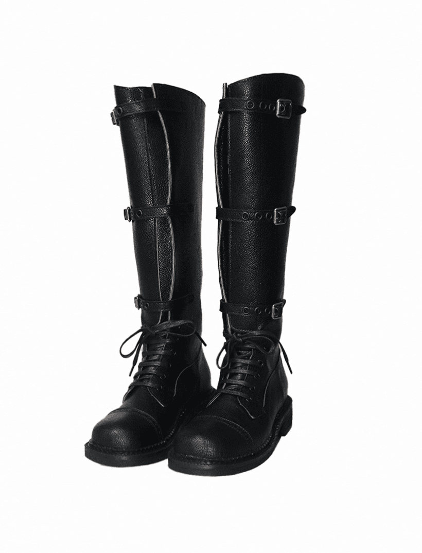 RIDER LACE-UP THREE-BUCKLE WALKER LONG BOOTS 라이더 레이스업 쓰리버클 워커 롱부츠