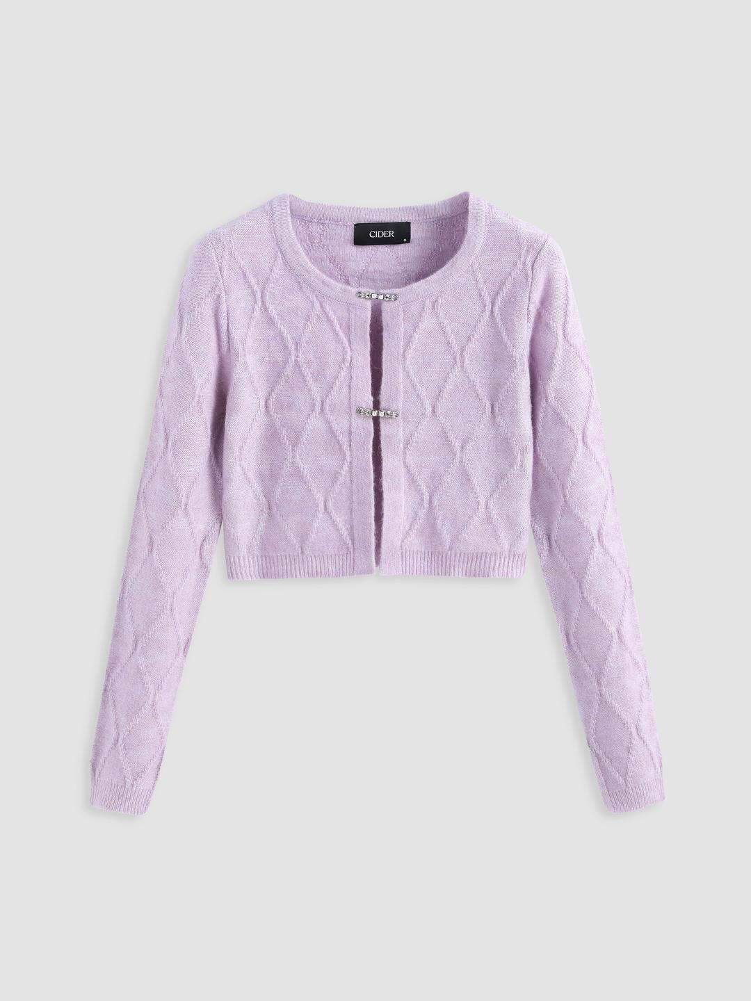 Solid Cable Knit Crop Cardigan