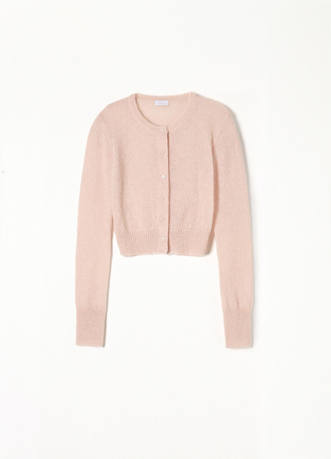 Kid Mohair Round Cardigan(Pink)