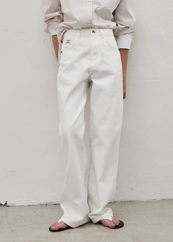 Signature Semi Wide Denim Pants_CREAM WHITE