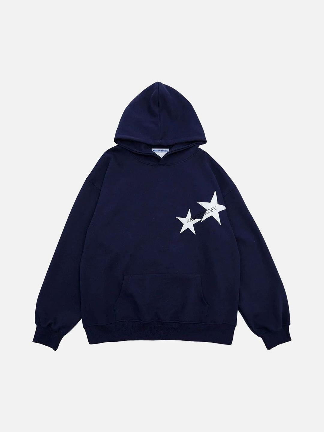 Aelfric Eden Star Color Contrast Hoodie - Dark Blue / XS