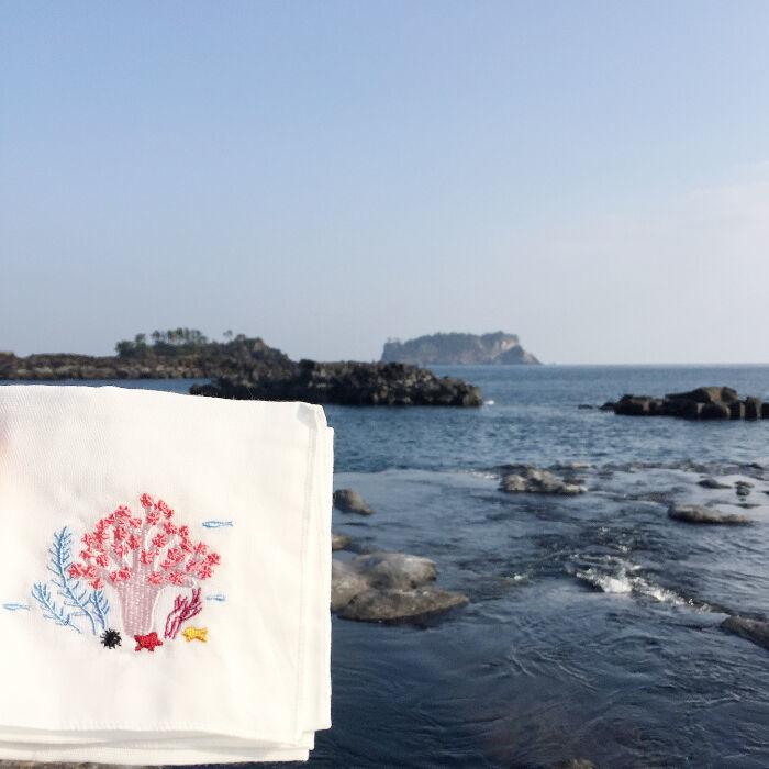 [Organic cotton Handkerchief] Soft coral