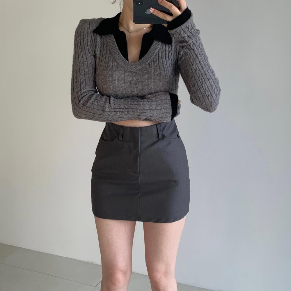 포멀 무지 미니스커트 2 colors 그레이 블랙