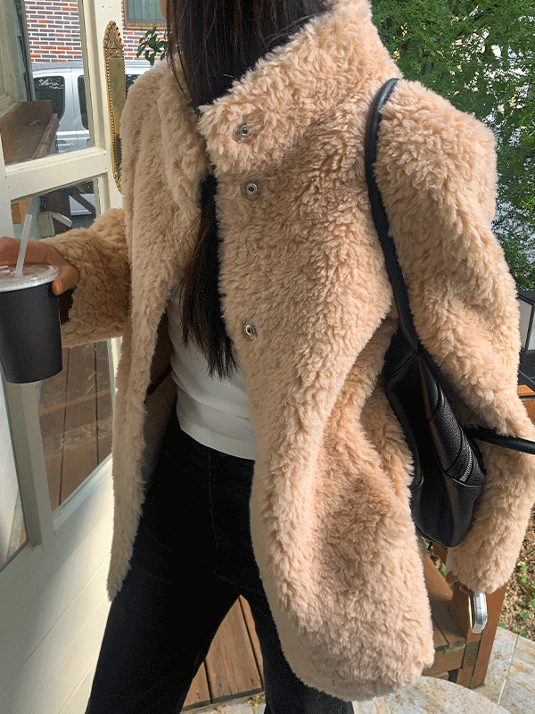 나이니 [인기폭주🏆/고퀄/아이당일] 엘즈 시어링 무스탕 양털 퍼자켓 하프코트