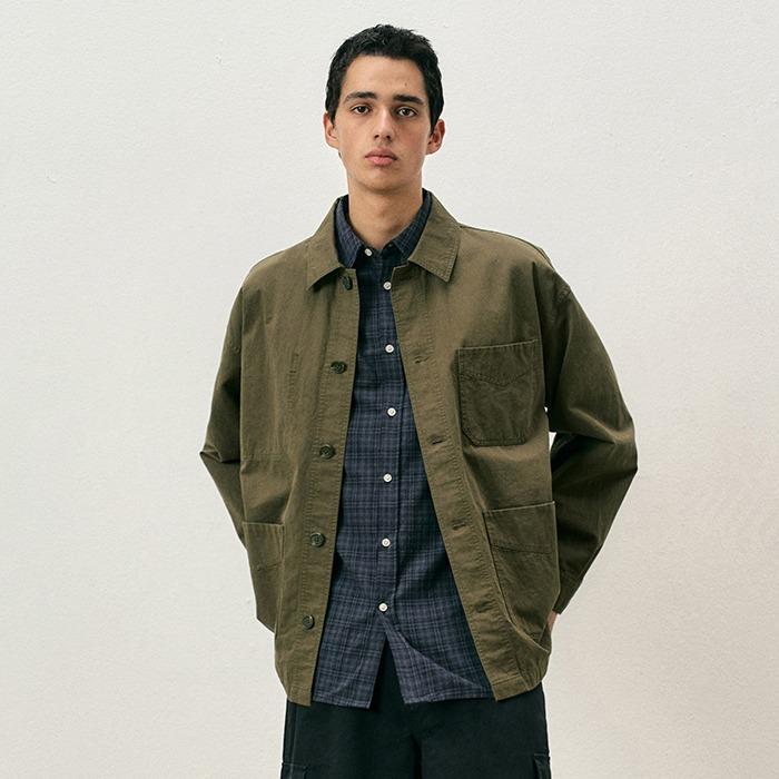 코튼 프렌치 워시드 워크자켓 카키 COOSJK041KHAKI
