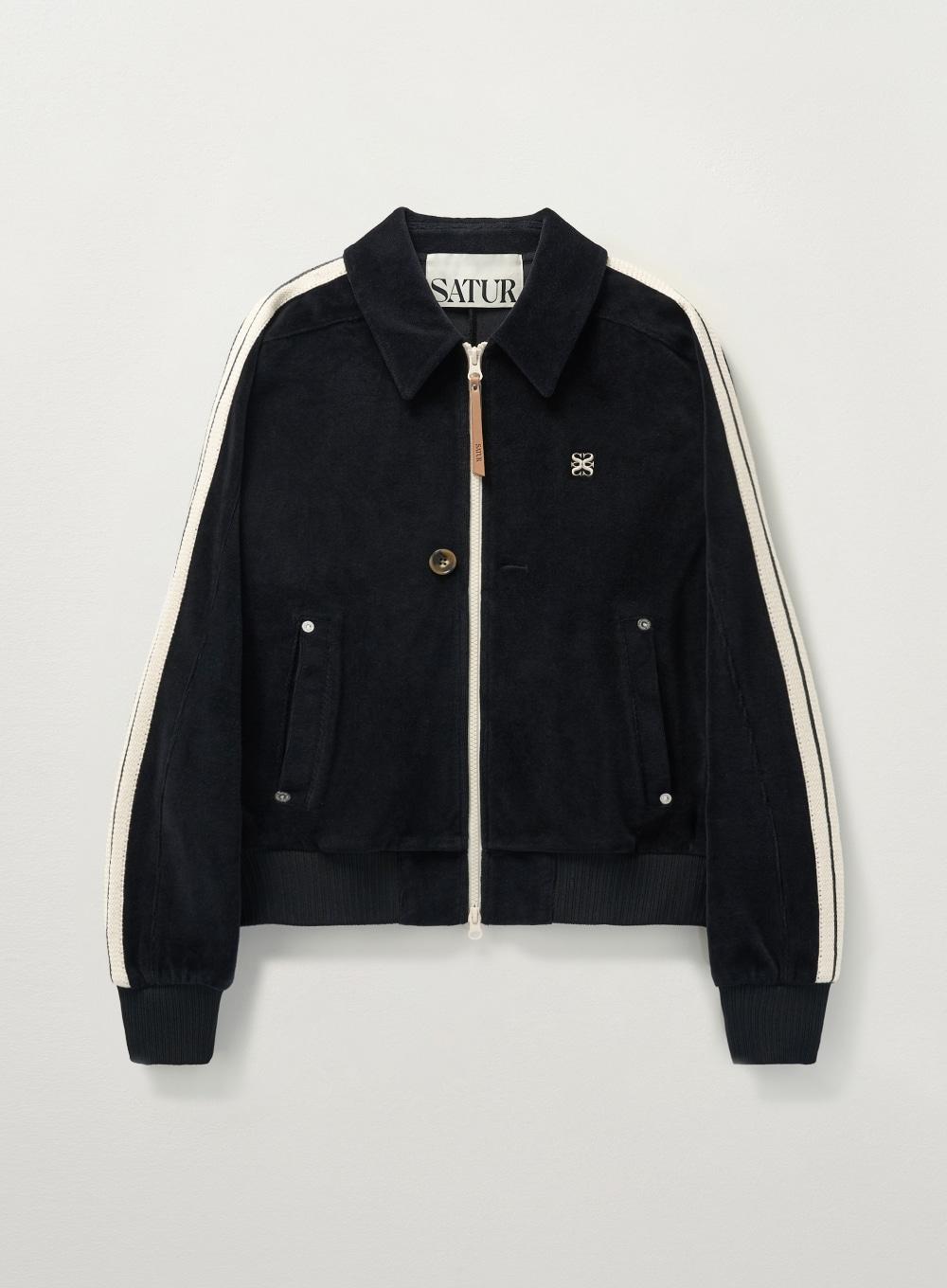 (W) Lawton Velour Collar Jacket - Black