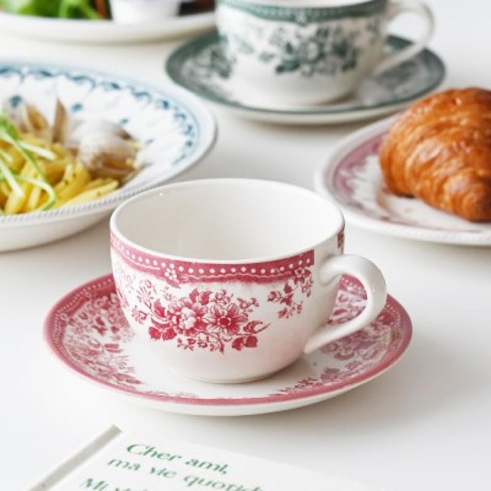 [텐바이텐]클레이탄 다이아나로즈 커피잔+잔받침 2P세트 빈티지 홈카페