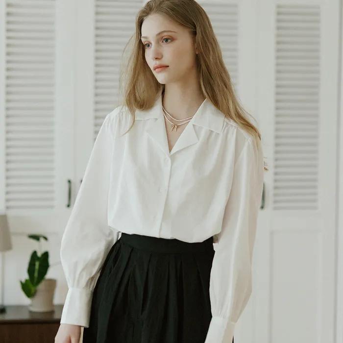 Jane Shirring Blouse - White
