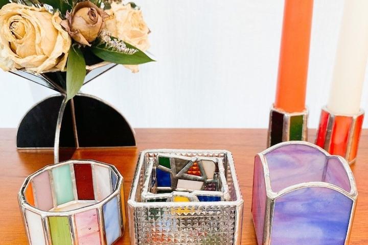 스테인드글라스 미니 트레이 오브제 삼총사