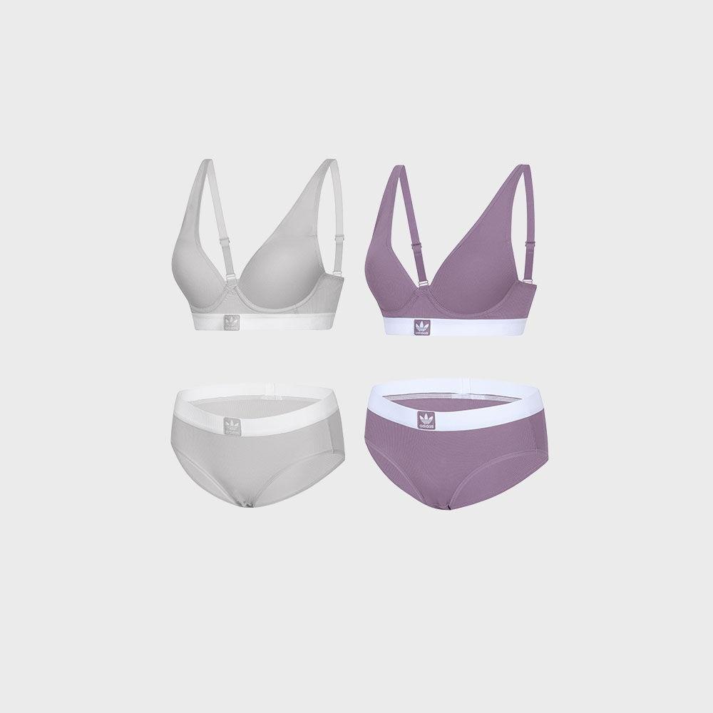 오리지널 노와이어 트레포일 페일 브라팬티 2 Set_멜란지그레이+매직퍼플