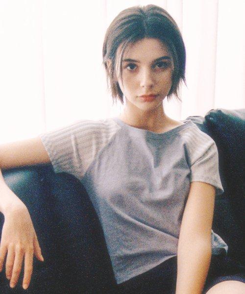 니트 콤비 티 [그레이]