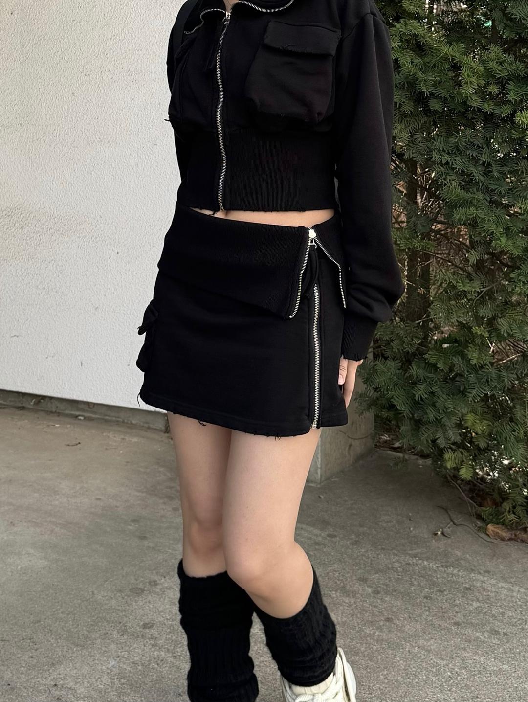 밴드 리브드 스커트