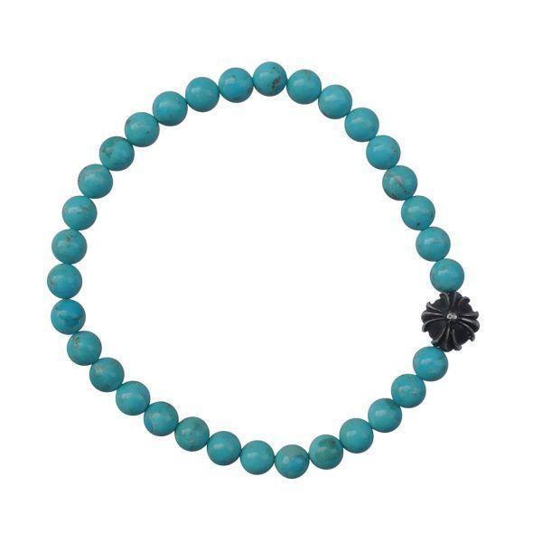 CHROME HEARTS 6MM TURQUOISE 1 실버 BEADSBRACELET 크롬하츠 터키석 비즈 팔찌