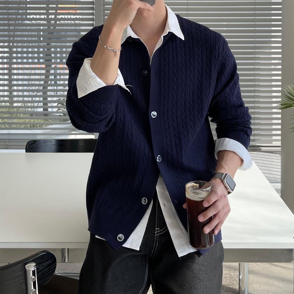 올더 케이블 라운드넥 가디건 (6color)