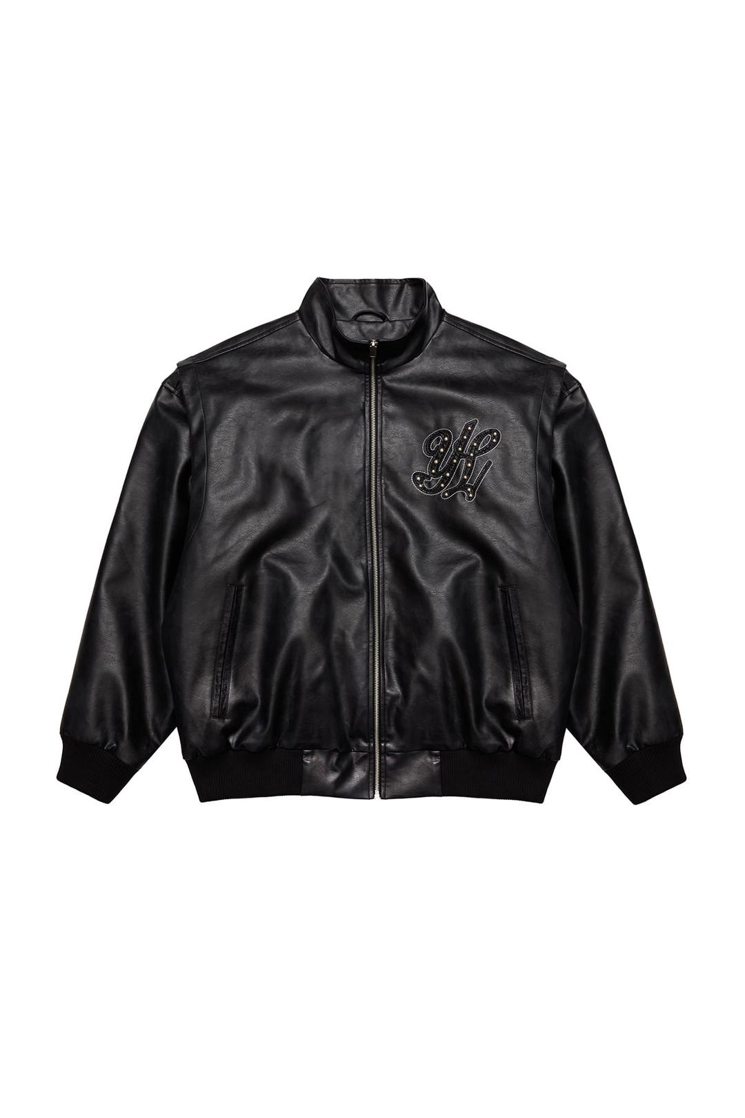 FAUX LEATHER WINGED JACKET BLACK