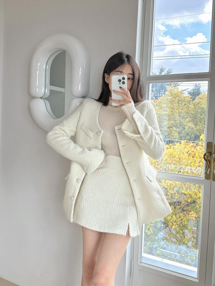 샤누엘 태리 트위드 진주 자켓