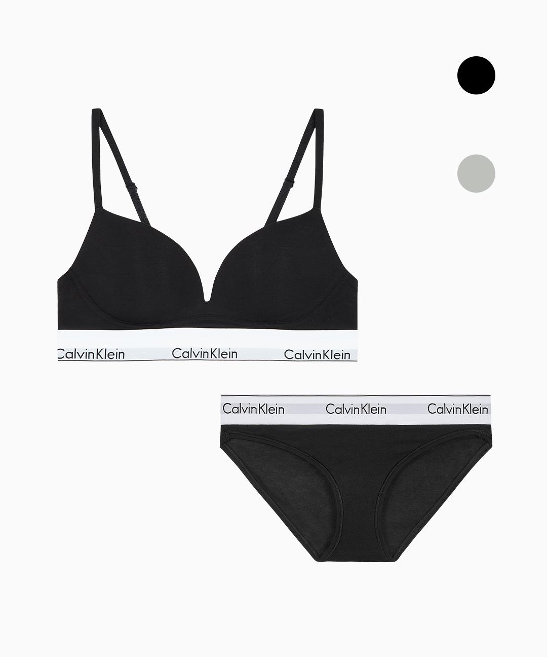 캘빈클라인언더웨어 여성 아이콘 코튼 모달 AF 푸쉬업 브라렛+팬티 세트 (3 Color)
