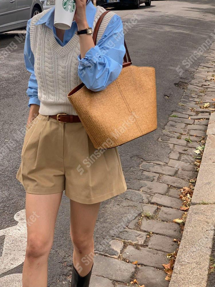 [당일-블랙M] 아잉 피크 반 팬츠 핀턱 3부 반바지 4컬러 areing