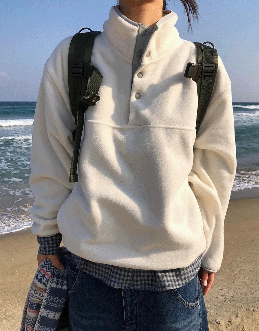 리플 후리스 스냅 T (2color)