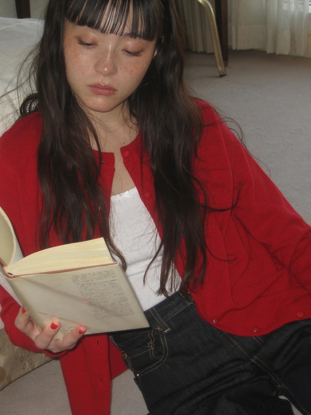 Aperture Fitted Cardigan - Red