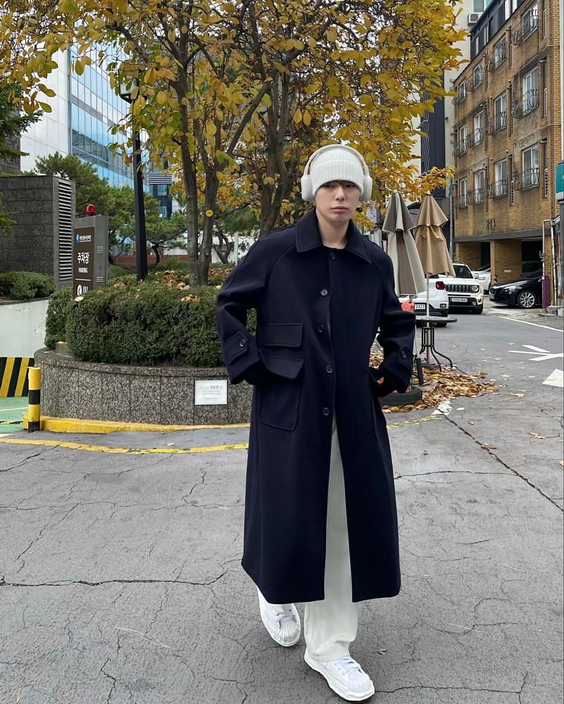 남자 오버핏 발마칸 겨울 울 코트 롱코트 싱글 카라 트렌치 맥 코트 맥시 120cm 여자