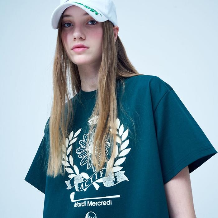 T SHIRT NOUVEAU EMBLEM_DEEPGREEN CREAM