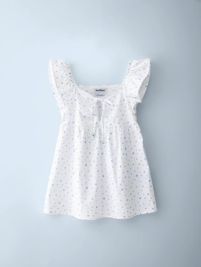배드블루 Sheer Dot Buttons Baby Tee Beige - 위시버킷