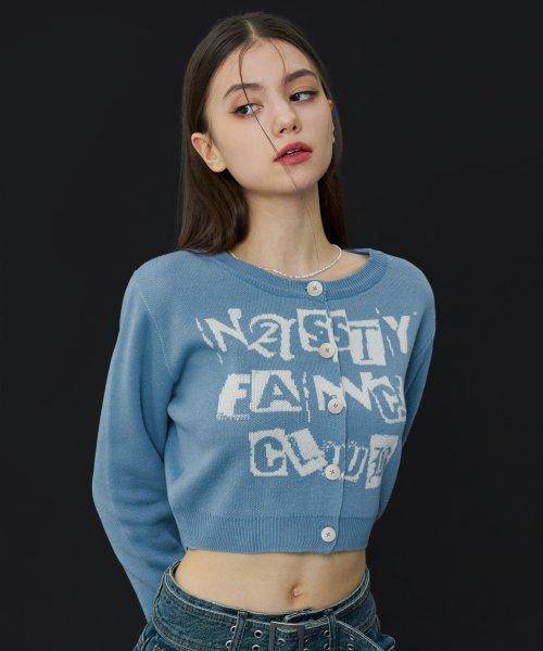 [NF] 팬시 스탬프 크롭 가디건 (BLUE)_F23QB465