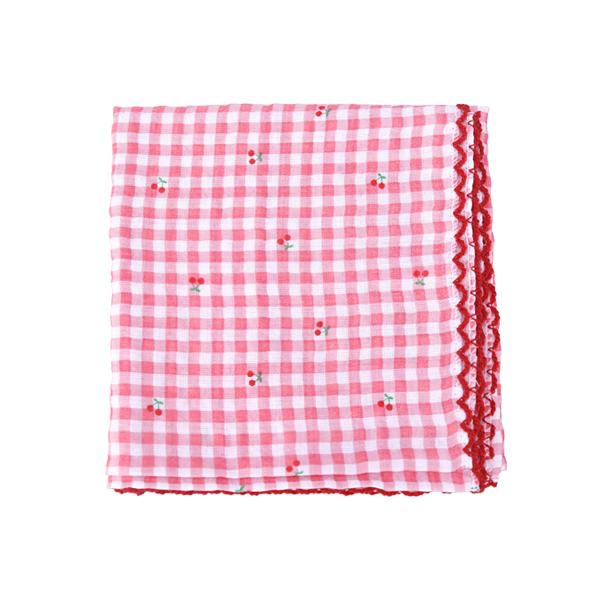 엘케이트 여성 레이스 손수건 LDR157 체크 체리 반다나 스카프