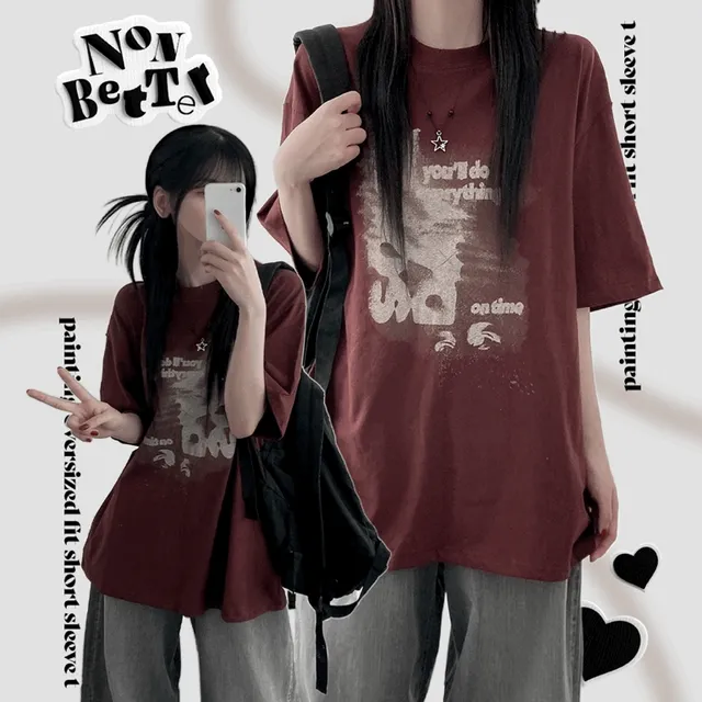 [유니크/y2k] painting oversized fit short sleeve t [ 페인팅 오버핏 캐트릿 반팔 ]