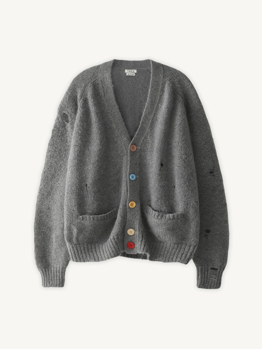 Crayon button cardigan (GREY)