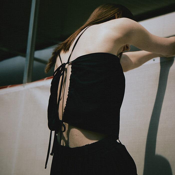 Cut-out Strap Bustier(Black)